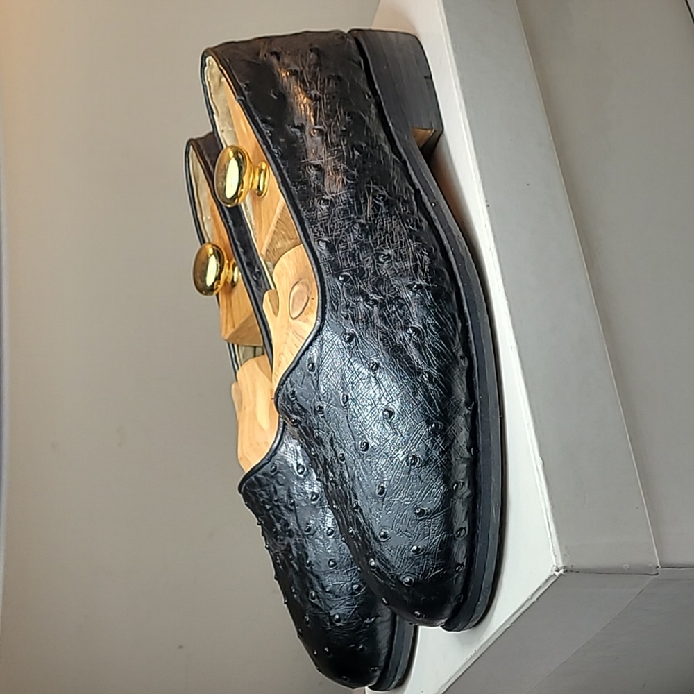 Unbranded black genuine full quill ostrich loafers handmade in Turkey size 10W
